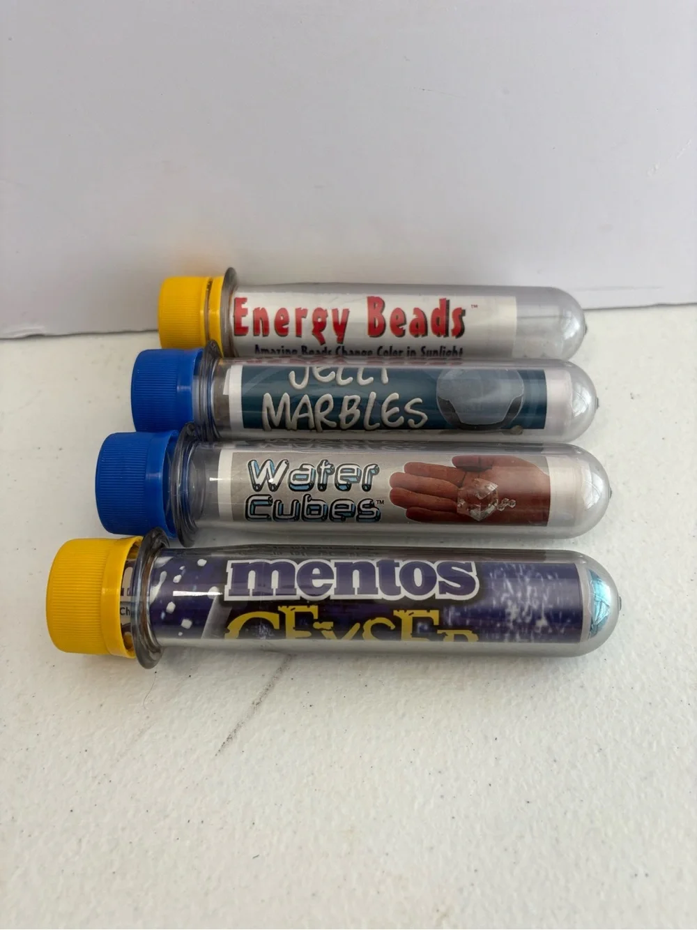 Set Of 4 Steve Spangler’s Science Tube Kit for Children Mentos Energy Beads Cube